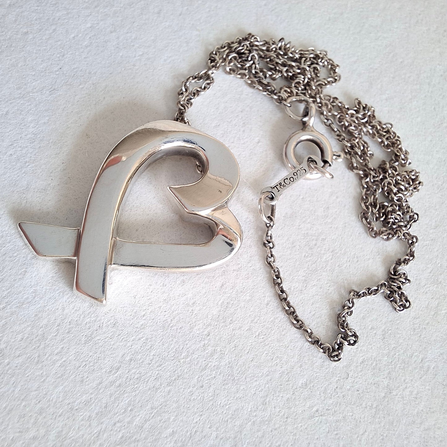 Vintage Paloma Picasso Tiffany & Co Loving Heart Pendant Necklace in Sterling Silver