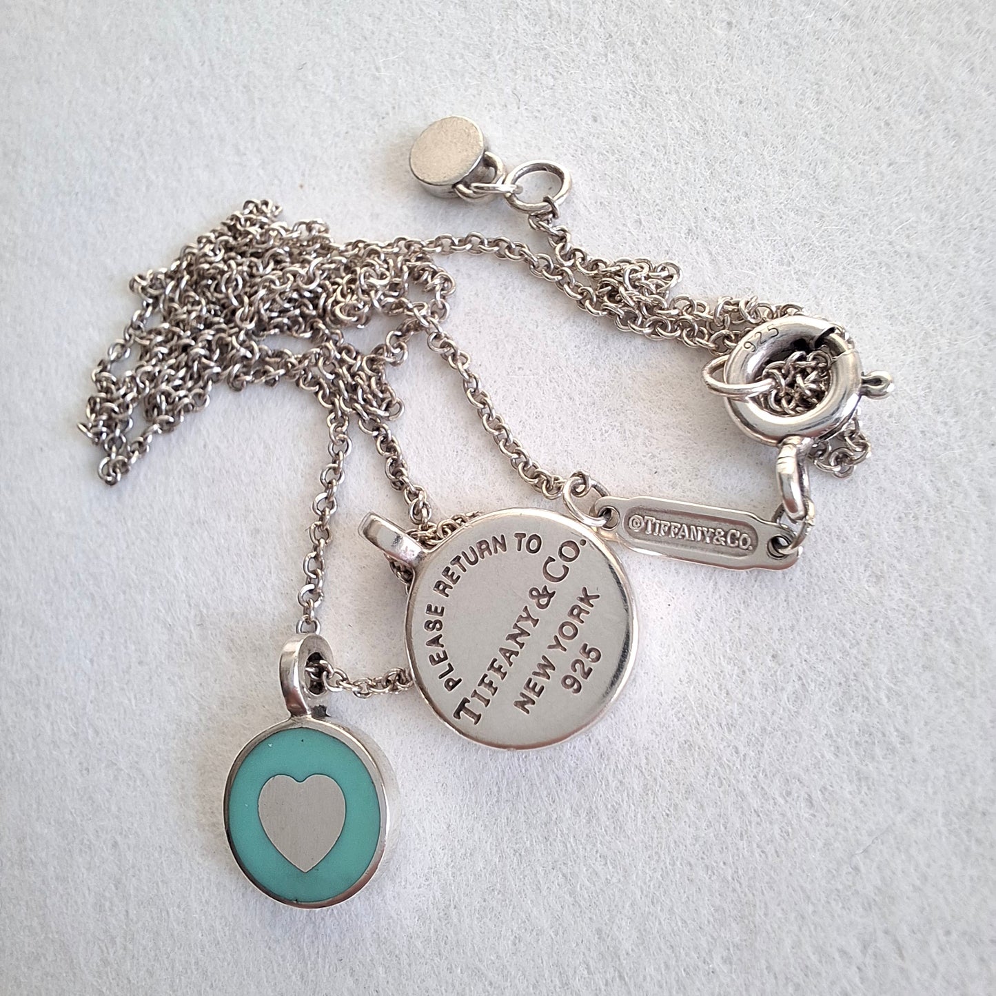 Tiffany & Co Mini Double Duo Pendant Necklace in Blue Enamel & Sterling Silver