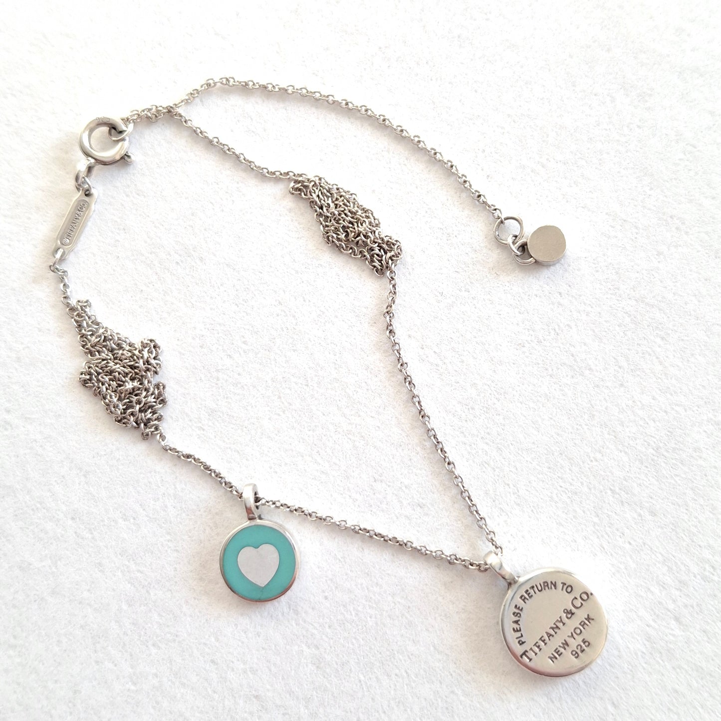 Tiffany & Co Mini Double Duo Pendant Necklace in Blue Enamel & Sterling Silver