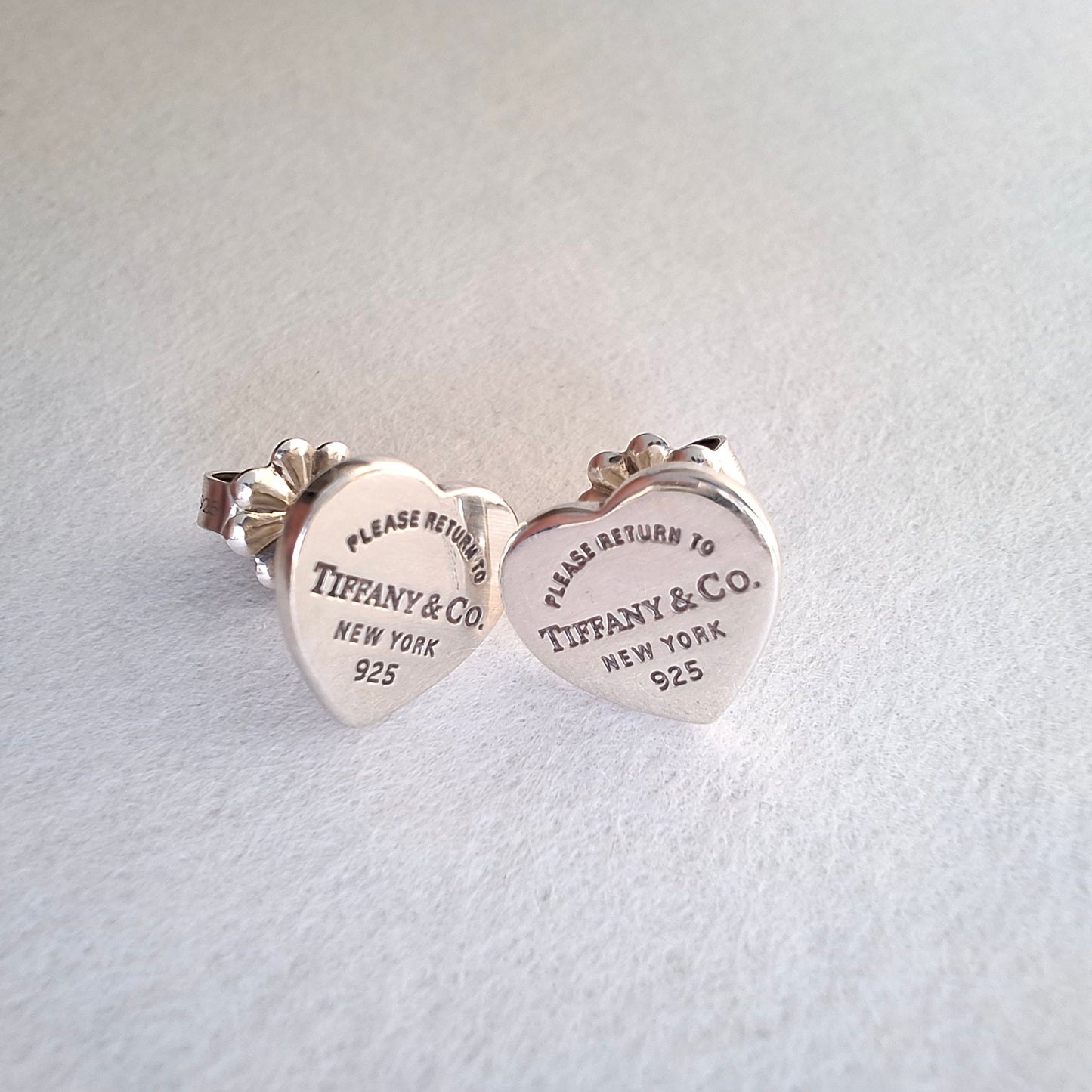 Return to Tiffany New York Heart Charm Stud Earrings in Sterling Silver