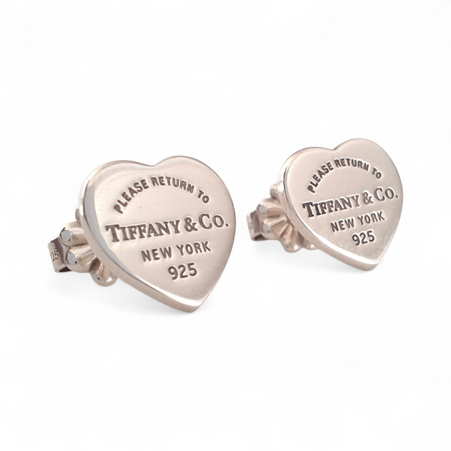 Return to Tiffany New York Heart Charm Stud Earrings in Sterling Silver