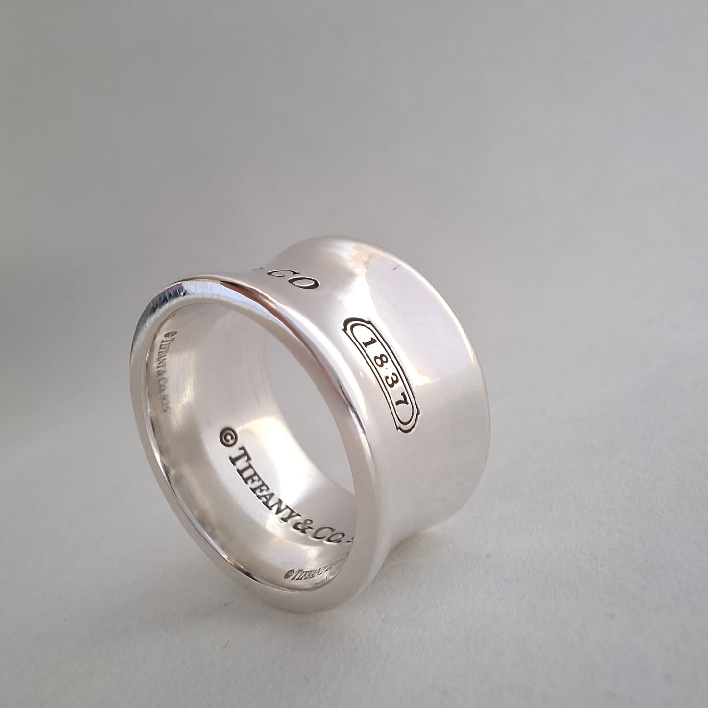 Vintage Tiffany & Co 1837 Wide Band Ring in Sterling Silver