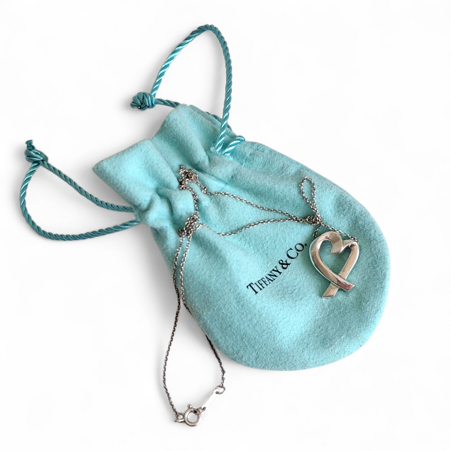 Vintage Paloma Picasso Tiffany & Co Loving Heart Pendant Necklace in Sterling Silver