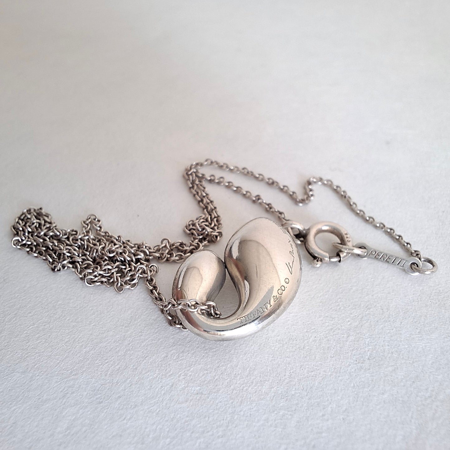 Elsa Peretti Tiffany & Co Double Teardrop Pendant Necklace in Sterling Silver