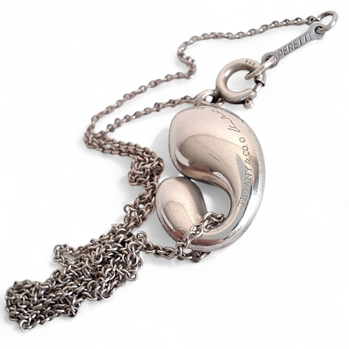 Elsa Peretti Tiffany & Co Double Teardrop Pendant Necklace in Sterling Silver