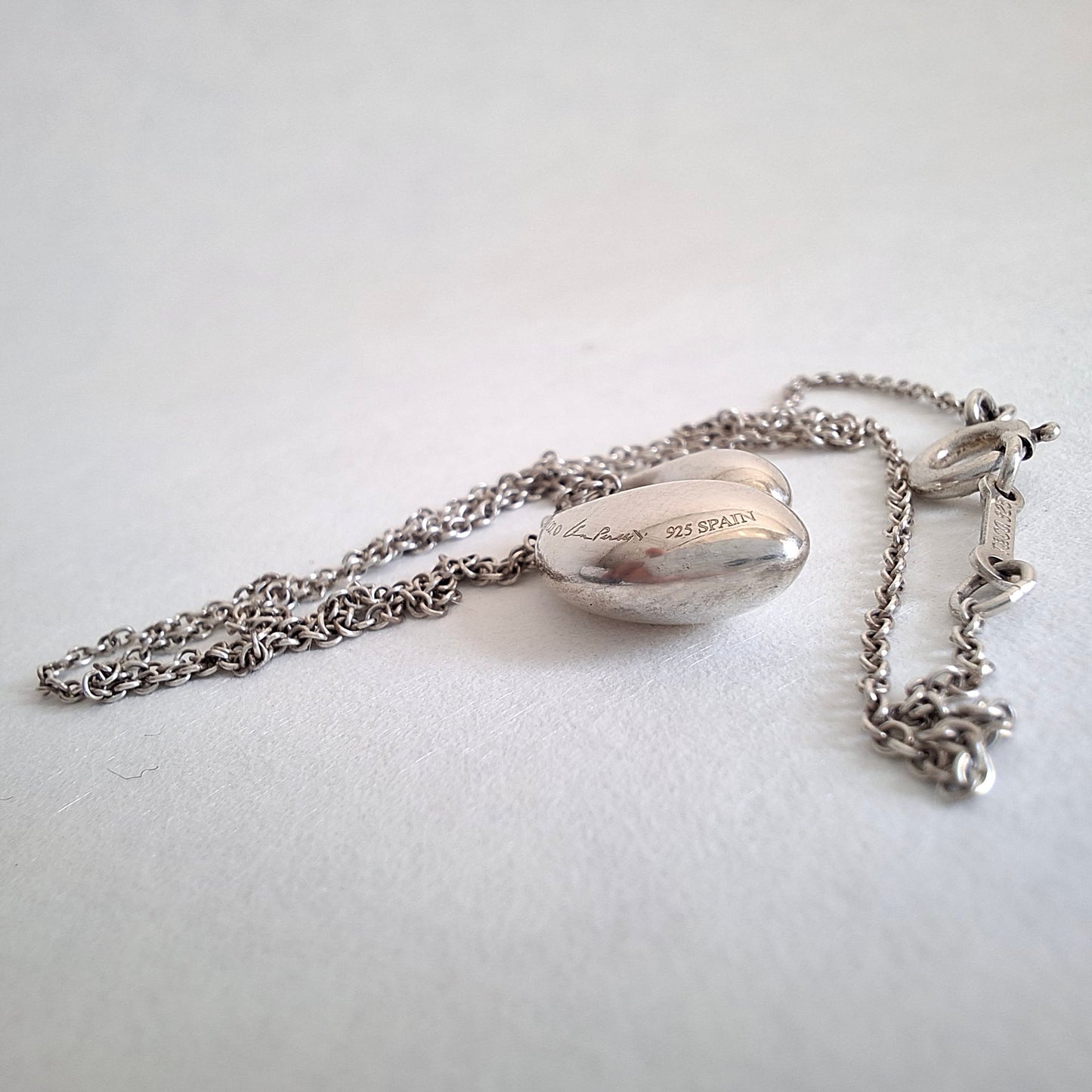 Elsa Peretti Tiffany & Co Double Teardrop Pendant Necklace in Sterling Silver