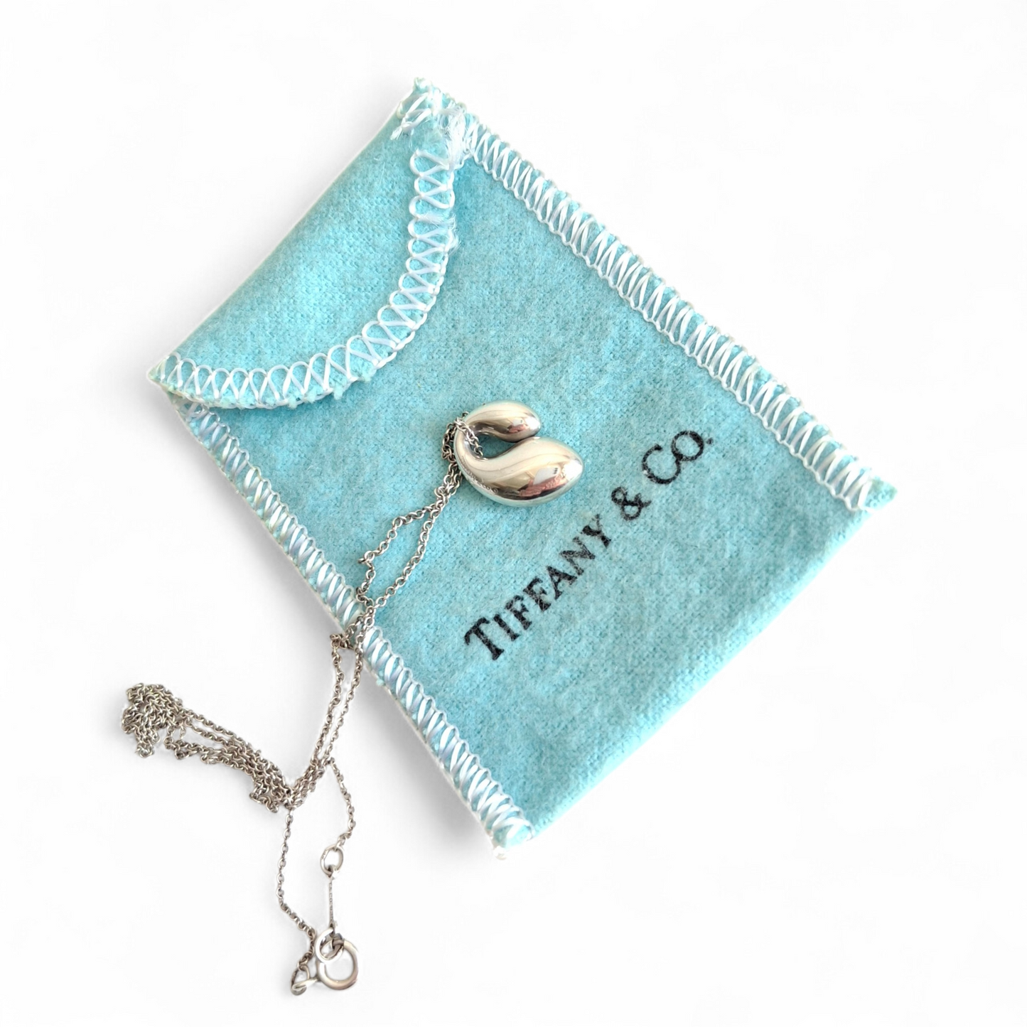 Elsa Peretti Tiffany & Co Double Teardrop Pendant Necklace in Sterling Silver