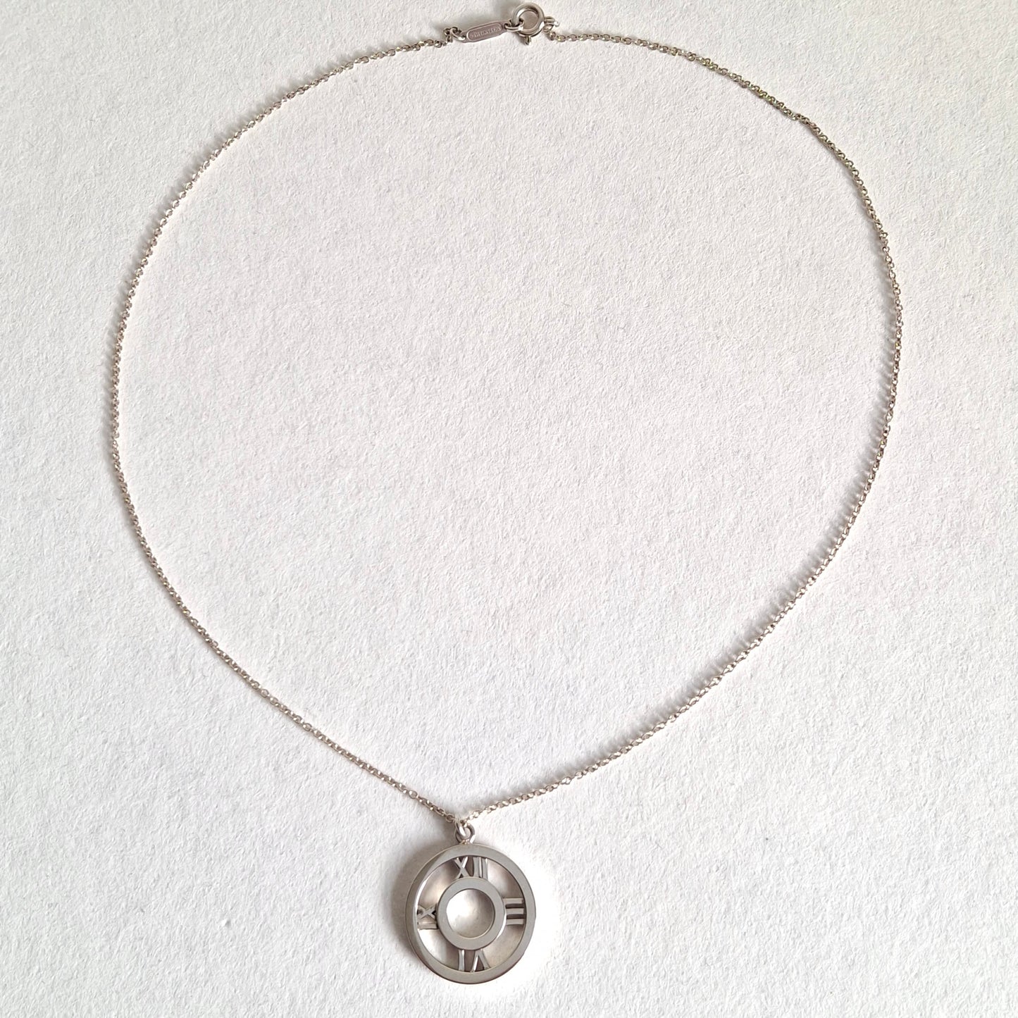 Vintage Tiffany & Co Round Atlas Pendant Necklace in 925 Sterling Silver
