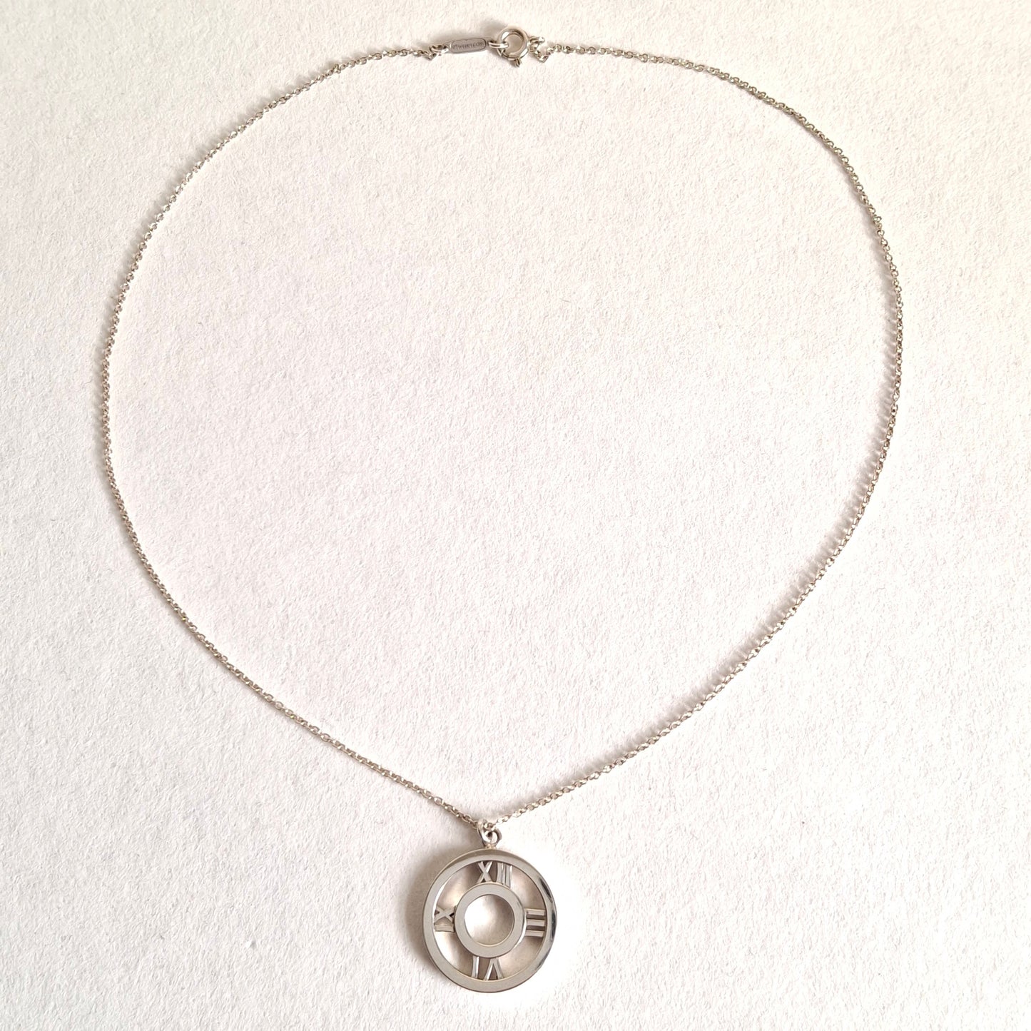 Vintage Tiffany & Co Round Atlas Pendant Necklace in 925 Sterling Silver