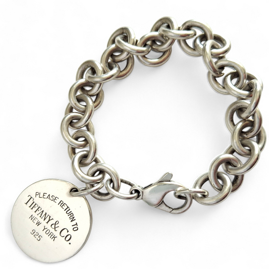 Vintage Return to Tiffany & Co New York Round Tag Charm Bracelet