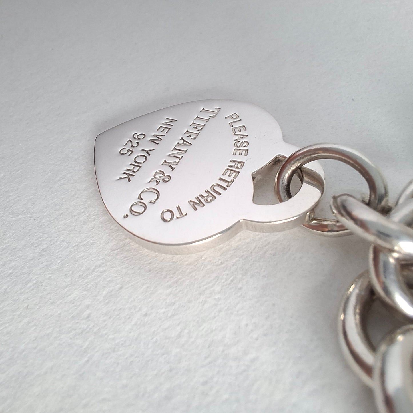 Return to Tiffany Heart Tag Charm Bracelet in Sterling Silver with Box & Pouch