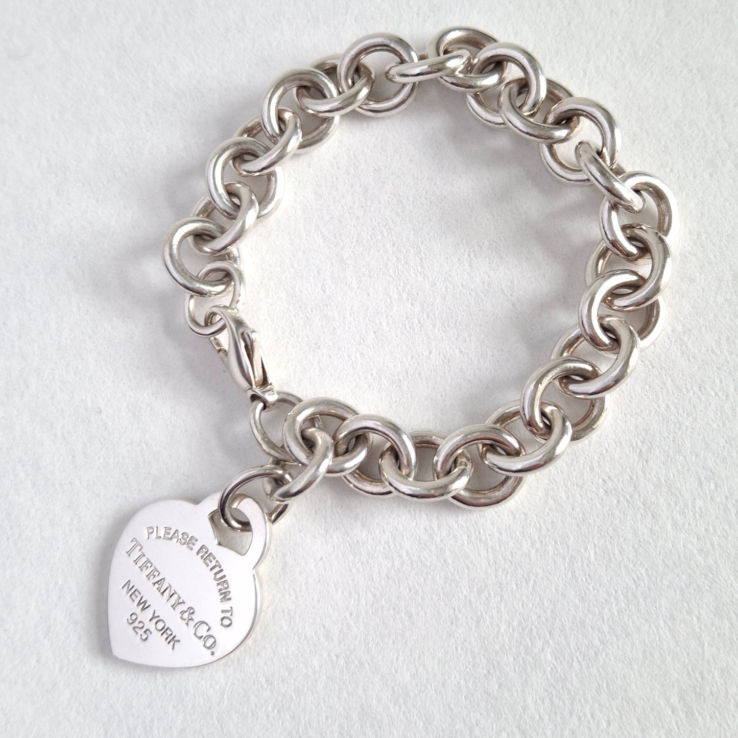 Return to Tiffany Heart Tag Charm Bracelet in Sterling Silver with Box & Pouch
