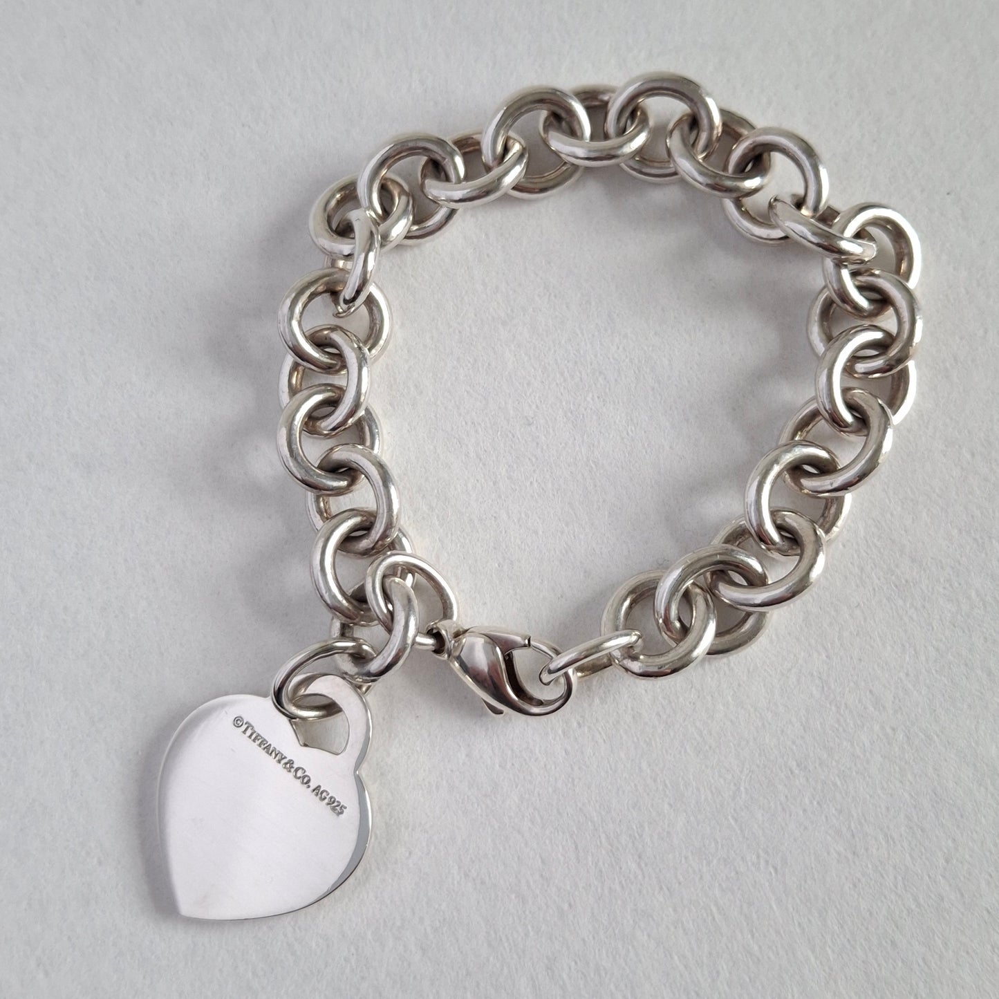 Return to Tiffany Heart Tag Charm Bracelet in Sterling Silver with Box & Pouch
