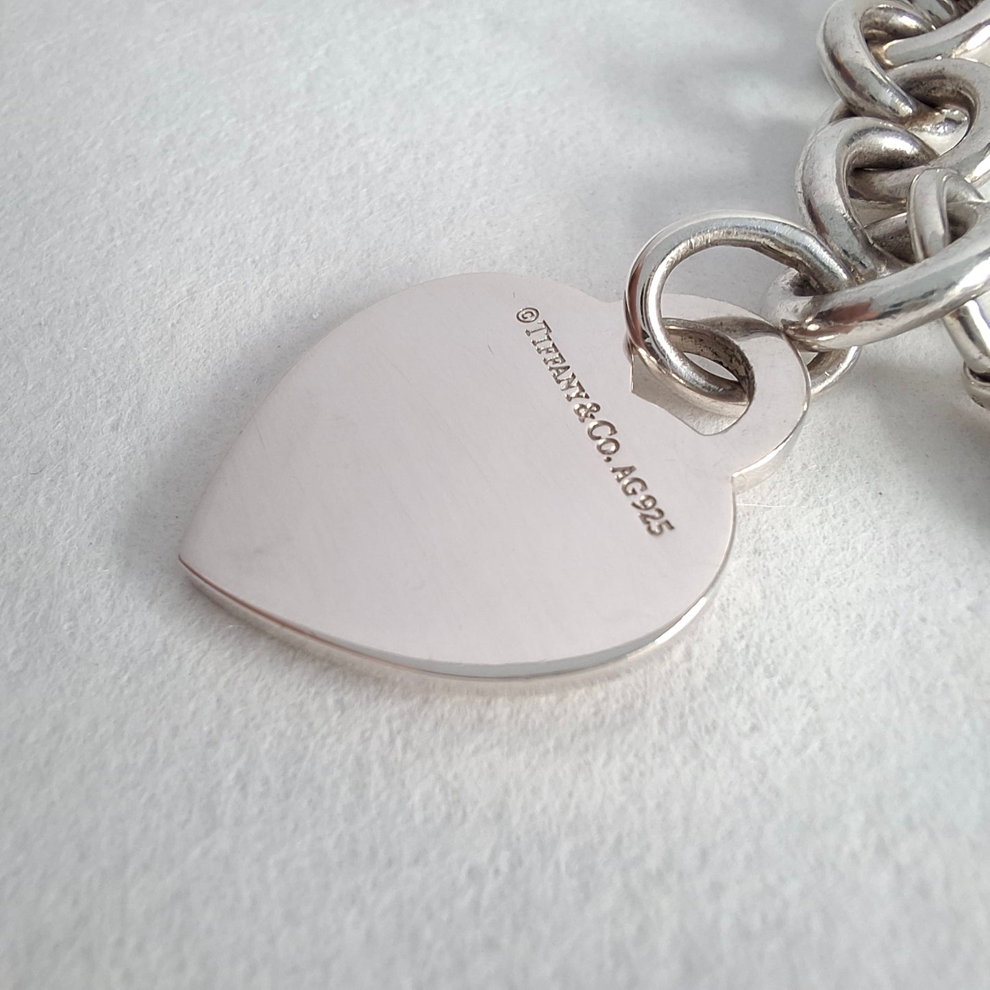 Return to Tiffany Heart Tag Charm Bracelet in Sterling Silver with Box & Pouch