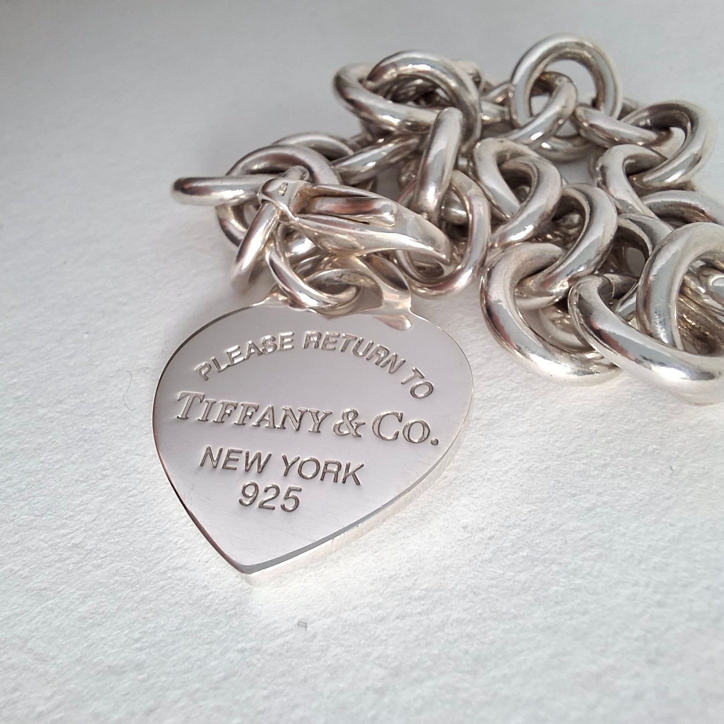 Return to Tiffany Heart Tag Charm Bracelet in Sterling Silver with Box & Pouch