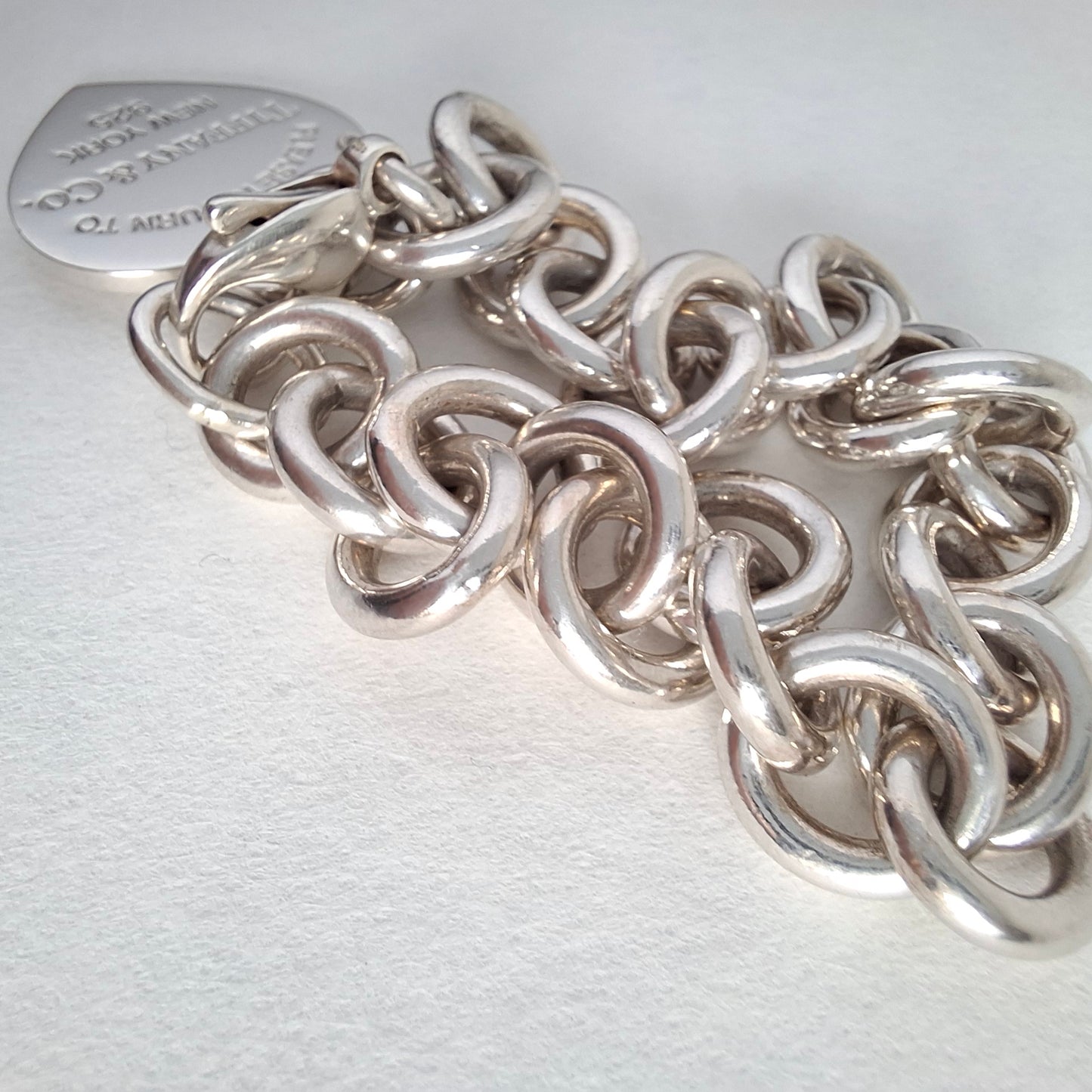 Return to Tiffany Heart Tag Charm Bracelet in Sterling Silver with Box & Pouch
