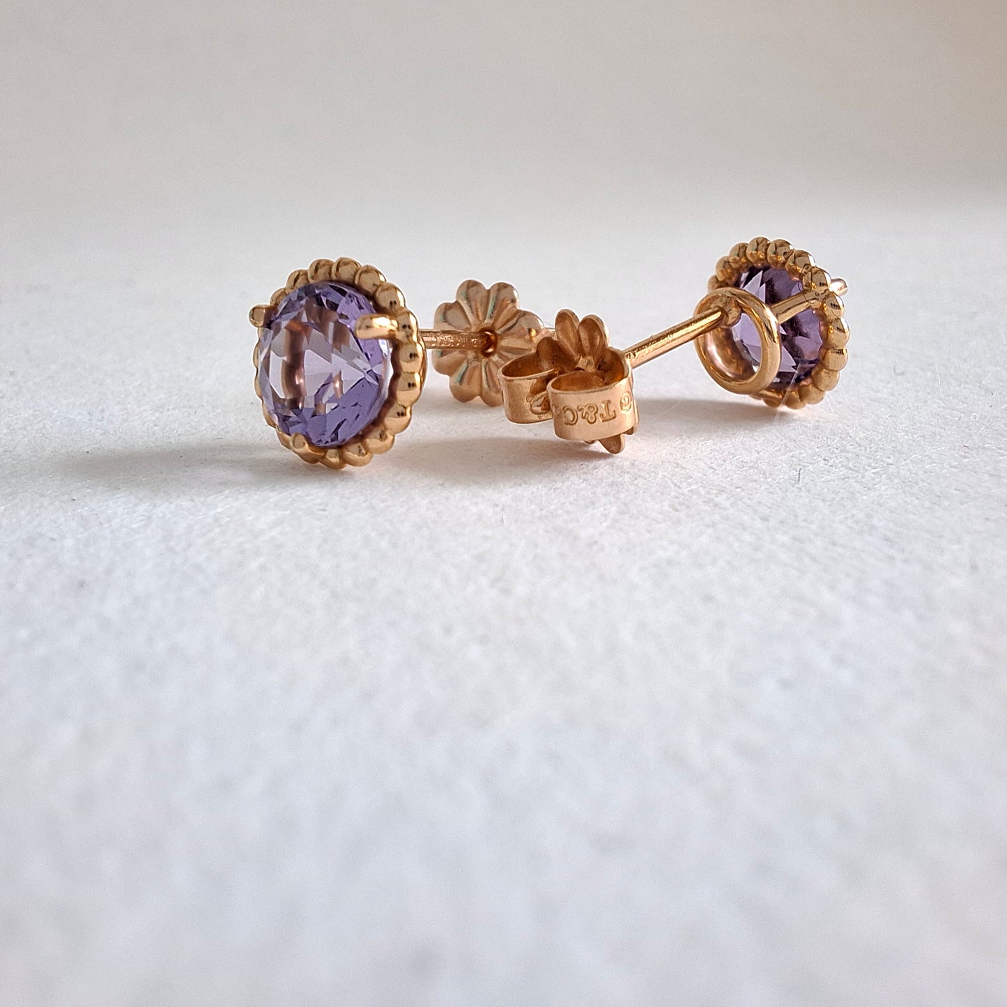 Tiffany & Co 18k Gold Purple Amethyst Sparkler Earrings
