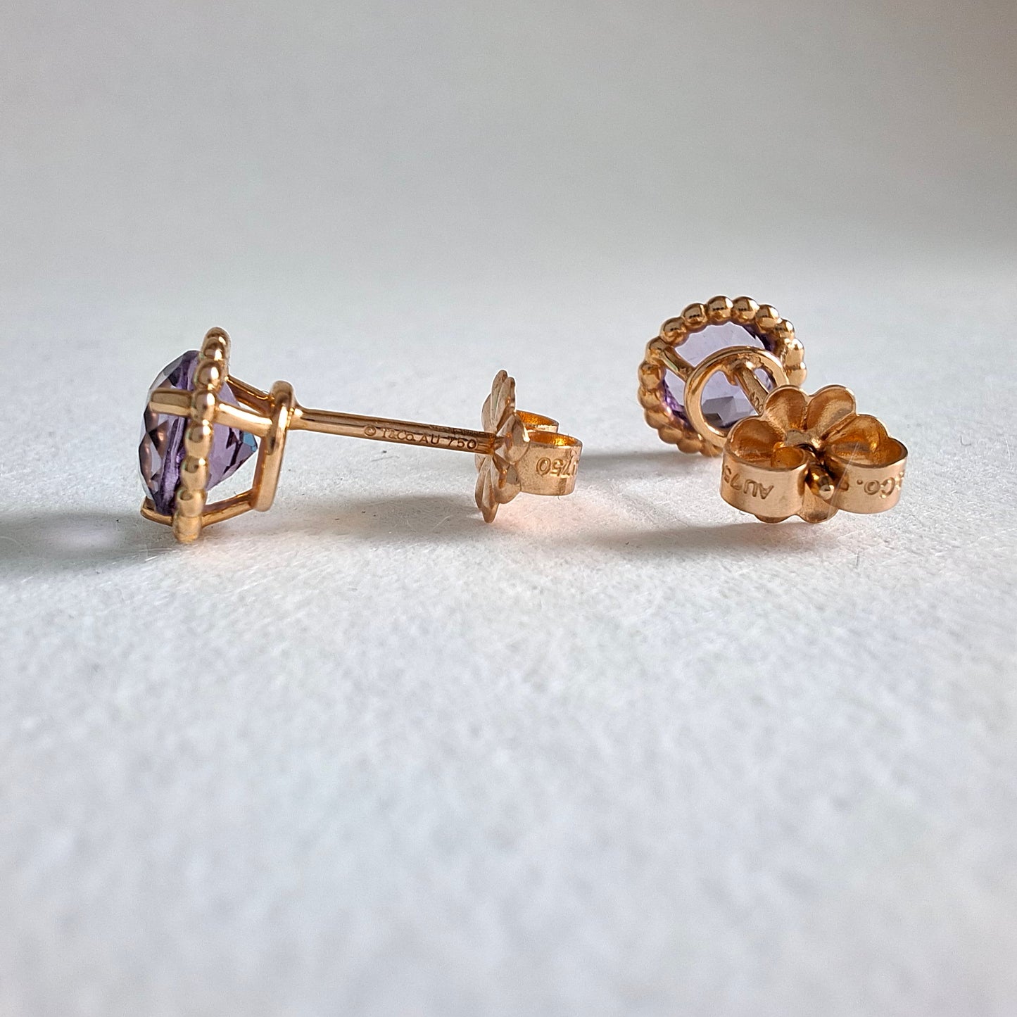 Tiffany & Co 18k Gold Purple Amethyst Sparkler Earrings