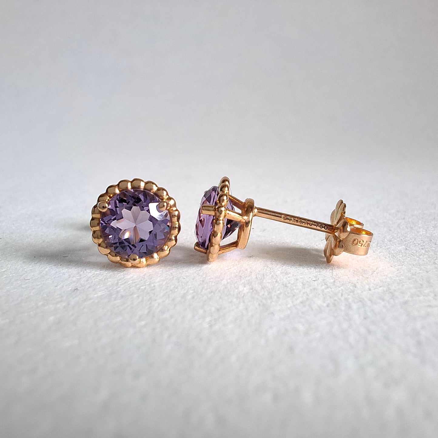 Tiffany & Co 18k Gold Purple Amethyst Sparkler Earrings