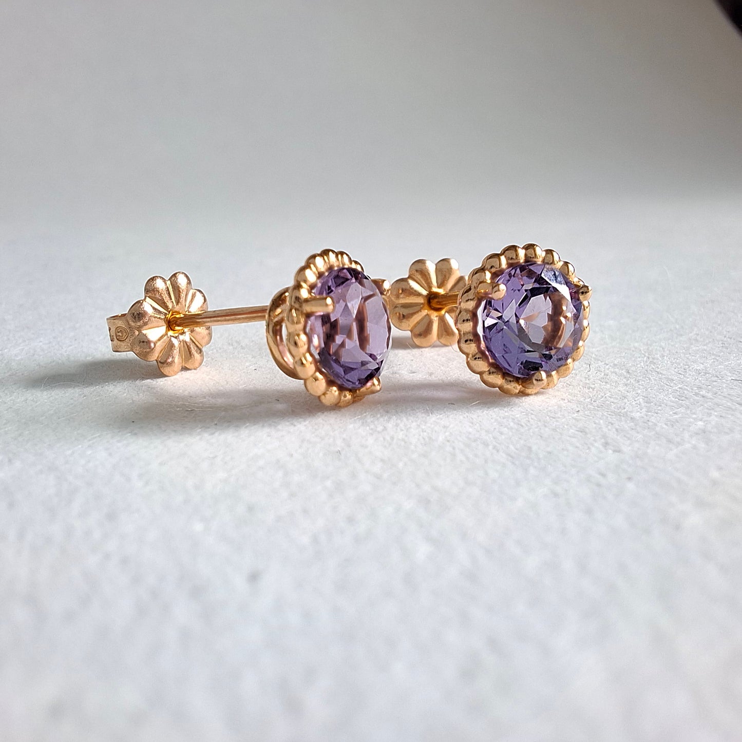 Tiffany & Co 18k Gold Purple Amethyst Sparkler Earrings