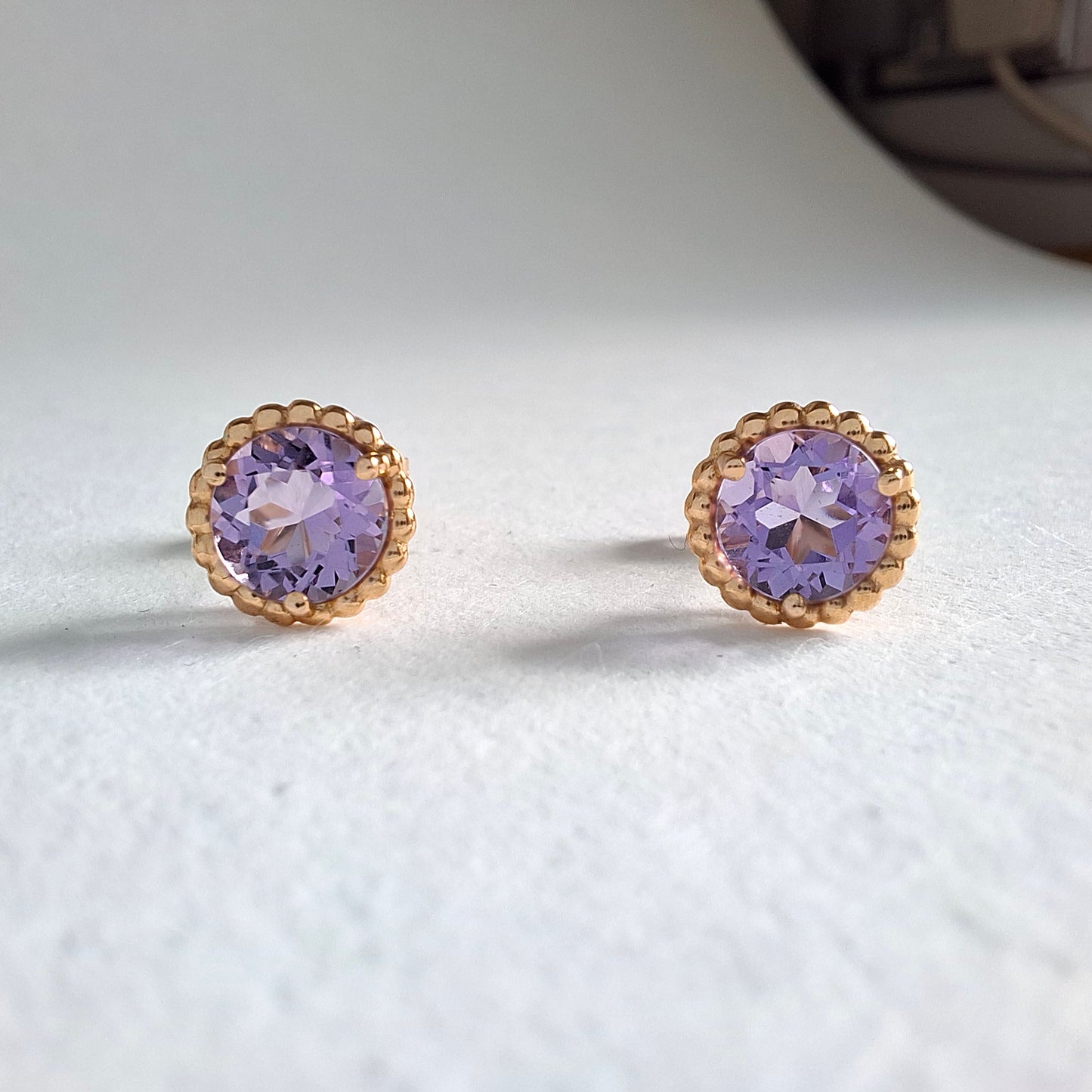 Tiffany & Co 18k Gold Purple Amethyst Sparkler Earrings