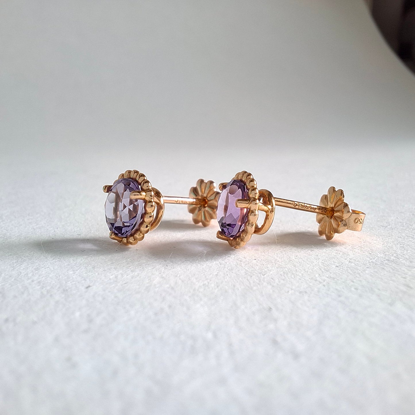 Tiffany & Co 18k Gold Purple Amethyst Sparkler Earrings