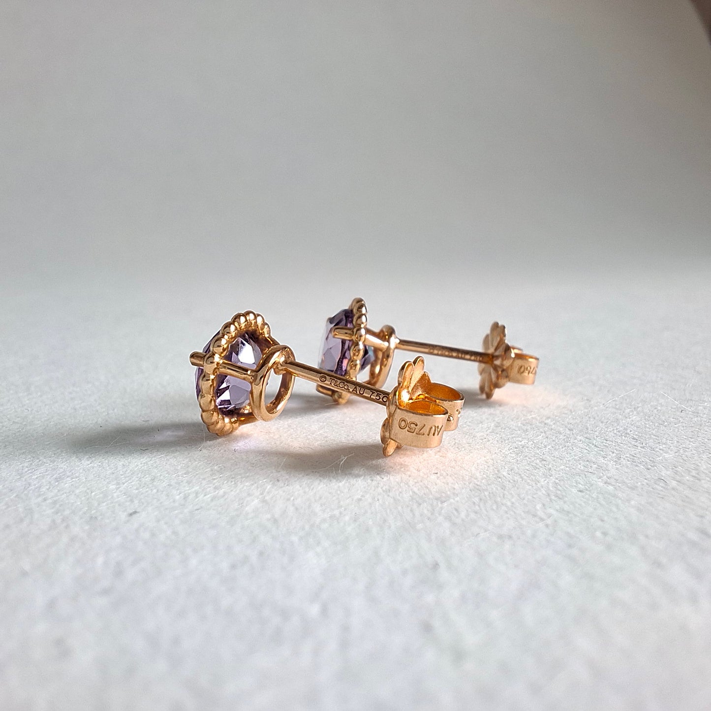 Tiffany & Co 18k Gold Purple Amethyst Sparkler Earrings