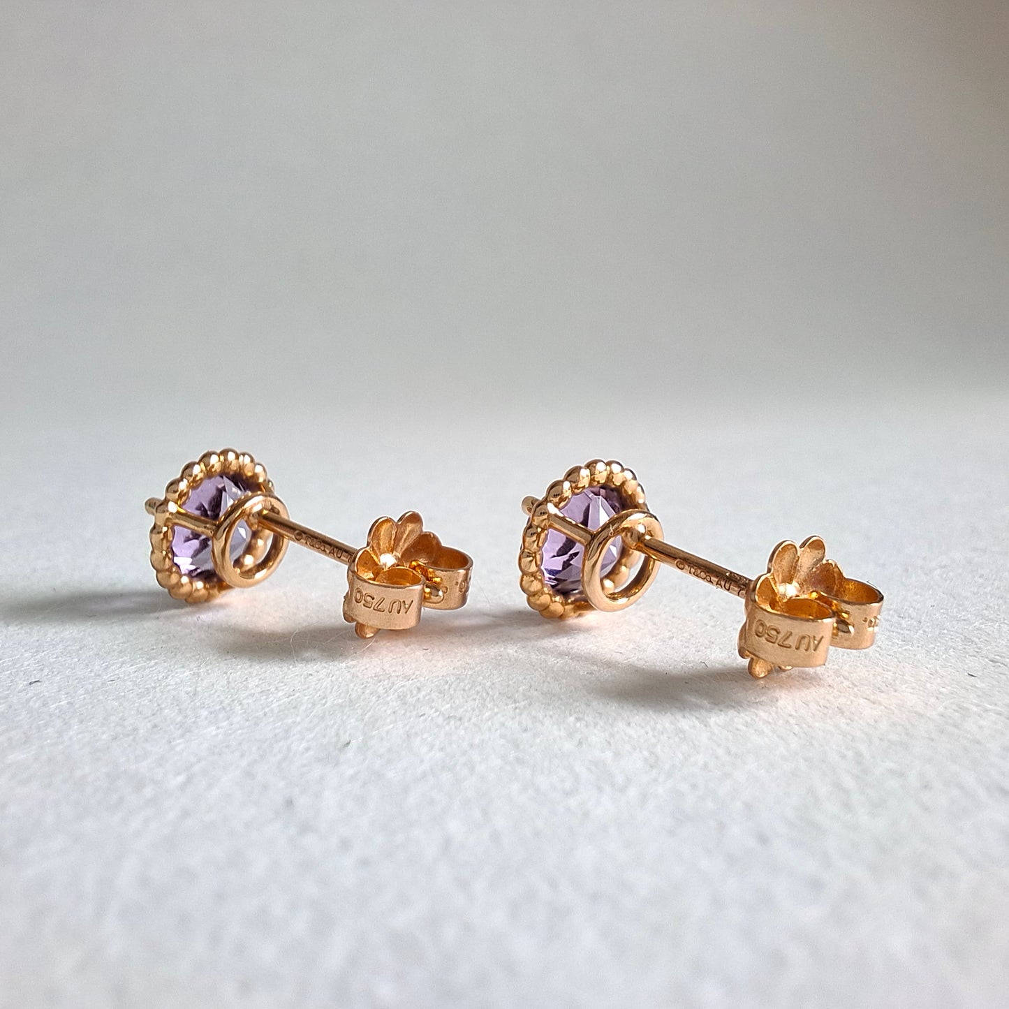 Tiffany & Co 18k Gold Purple Amethyst Sparkler Earrings