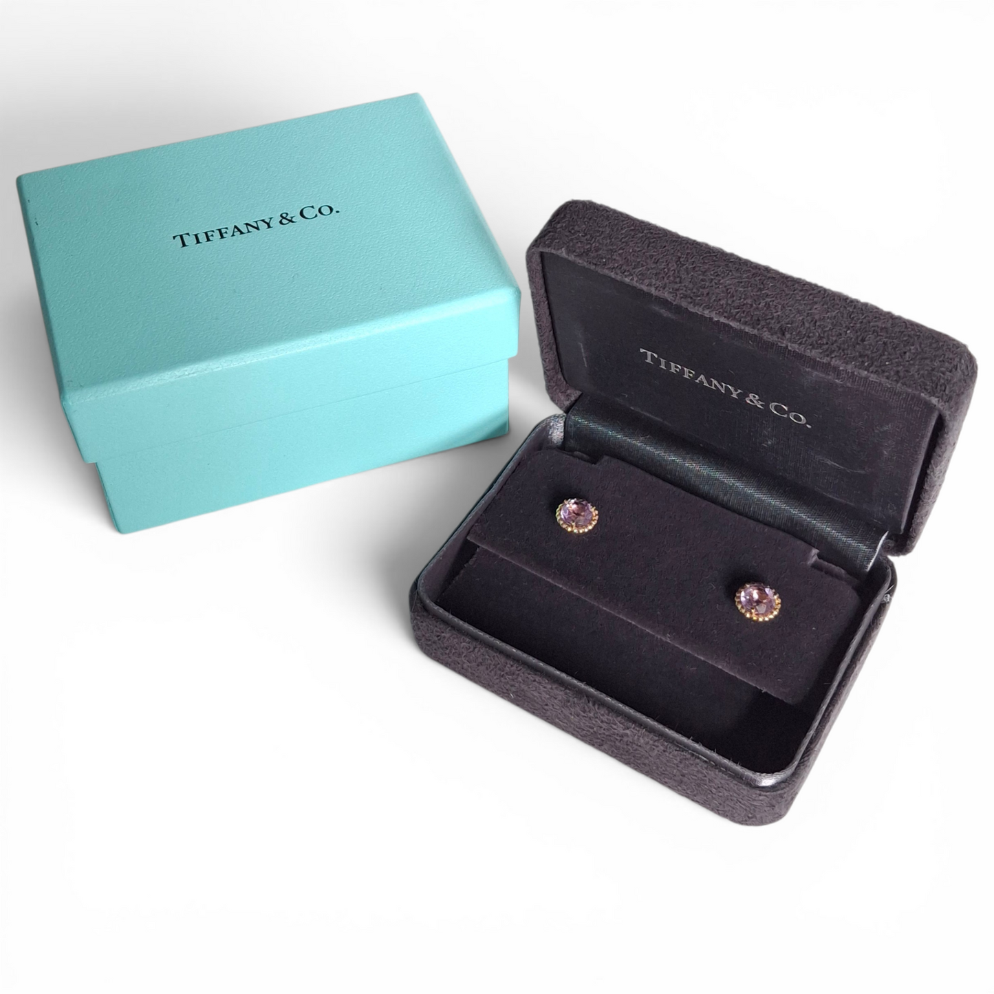 Tiffany & Co 18k Gold Purple Amethyst Sparkler Earrings