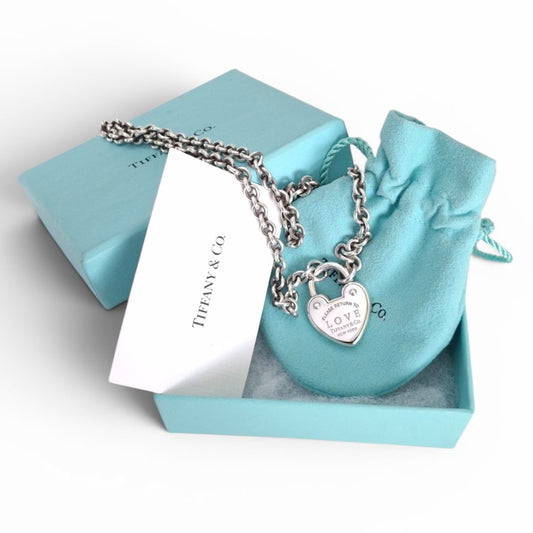 Vintage Return to Love Tiffany & Co. New York Sterling Silver Lock Necklace