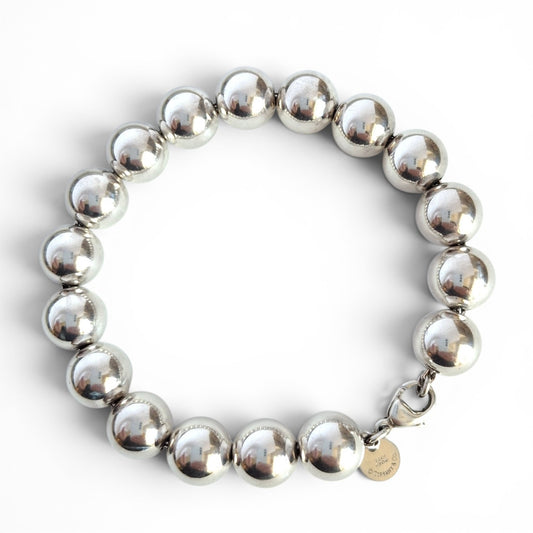 Vintage Tiffany & Co HardWear 10mm Bead Bracelet in Hallmarked 925 Sterling Silver with Box