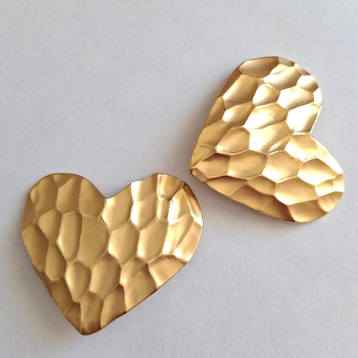 Vintage Yves Saint Laurent 55mm Gold Plated Textured Heart Earrings with Original Box