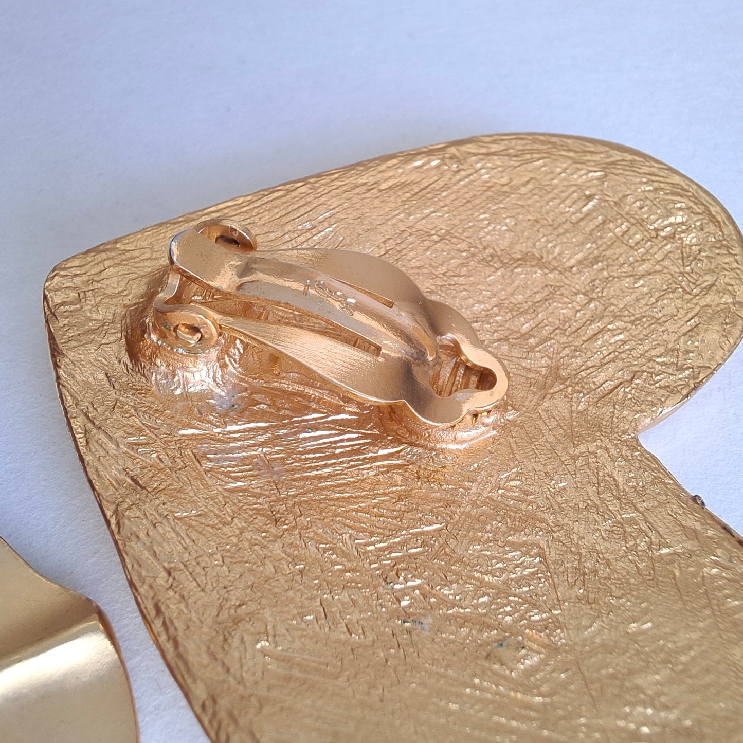 Vintage Yves Saint Laurent 55mm Gold Plated Textured Heart Earrings with Original Box