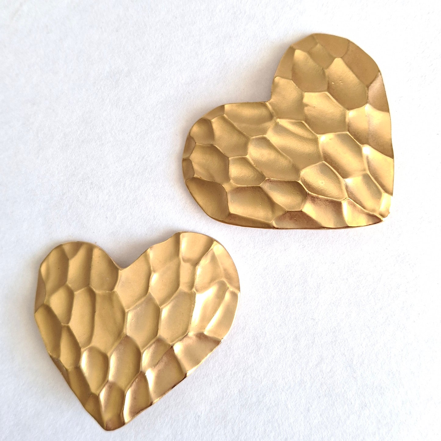 Vintage Yves Saint Laurent 55mm Gold Plated Textured Heart Earrings with Original Box