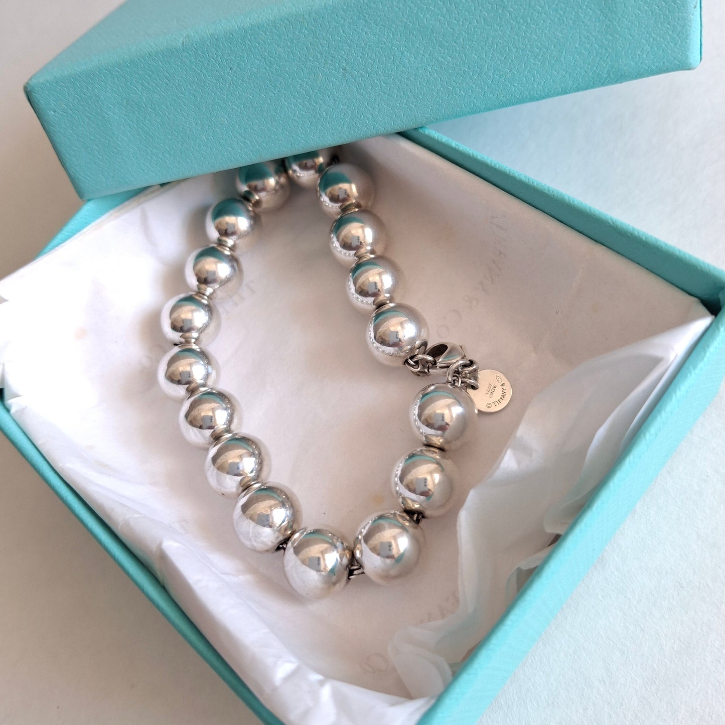 Vintage Tiffany & Co HardWear 10mm Bead Bracelet in Hallmarked 925 Sterling Silver