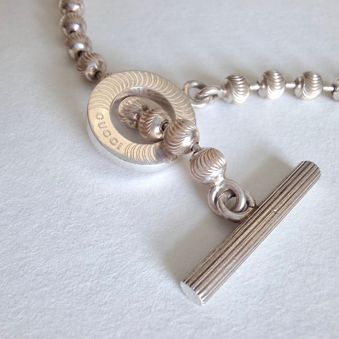 Gucci Diamond Cut Boule Toggle Necklace in 925 Sterling Silver