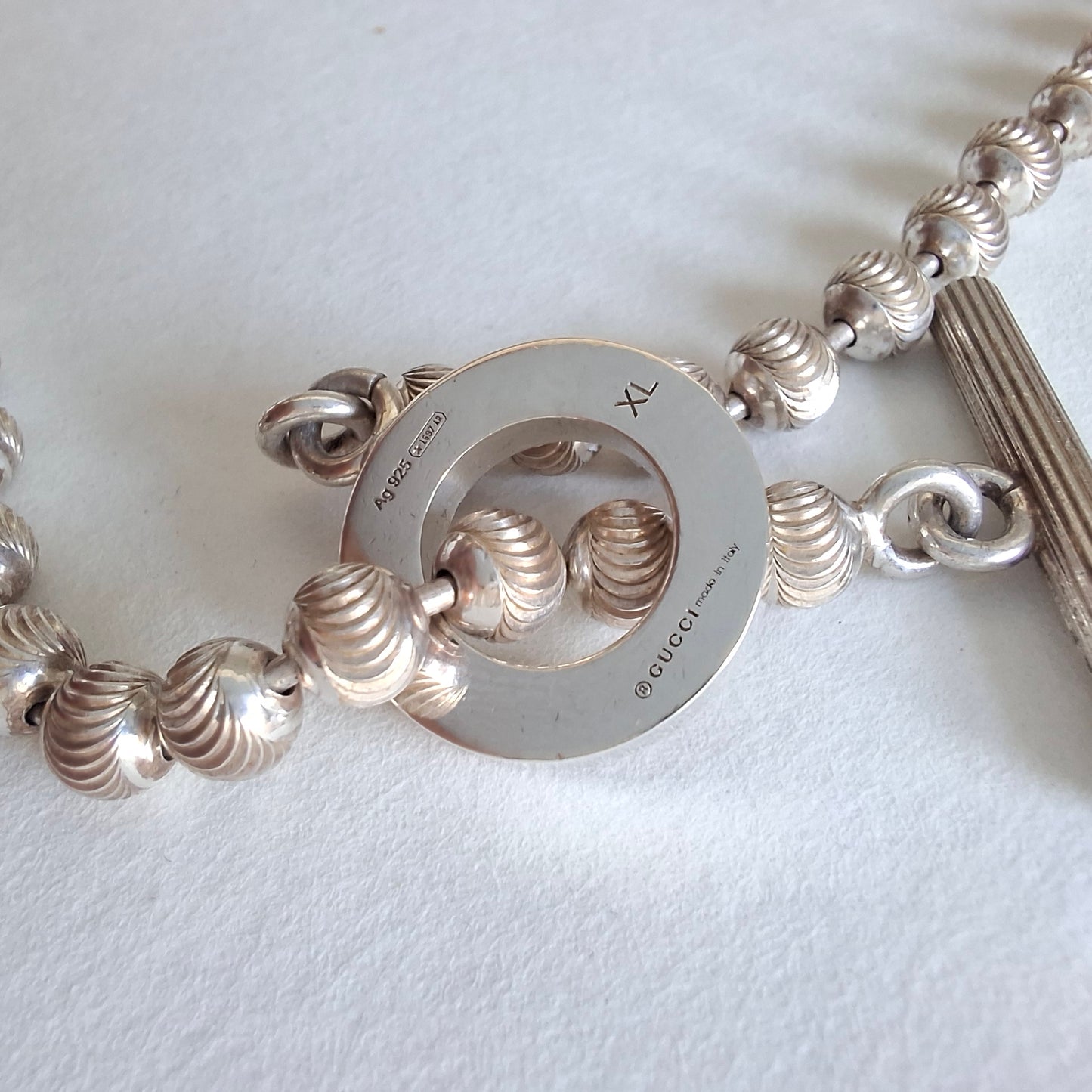 Gucci Diamond Cut Boule Toggle Necklace in 925 Sterling Silver