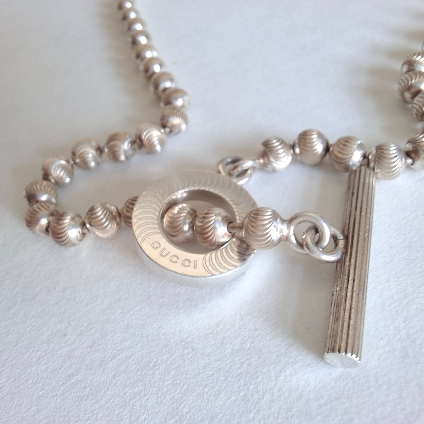 Gucci Diamond Cut Boule Toggle Necklace in 925 Sterling Silver