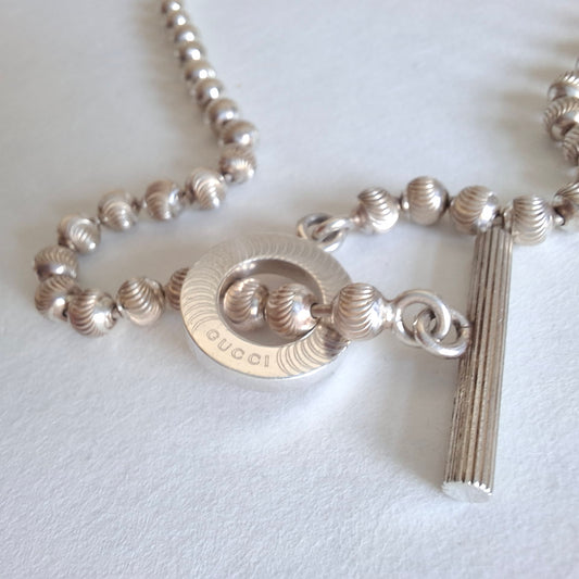 Gucci Diamond Cut Boule Toggle Necklace in 925 Sterling Silver