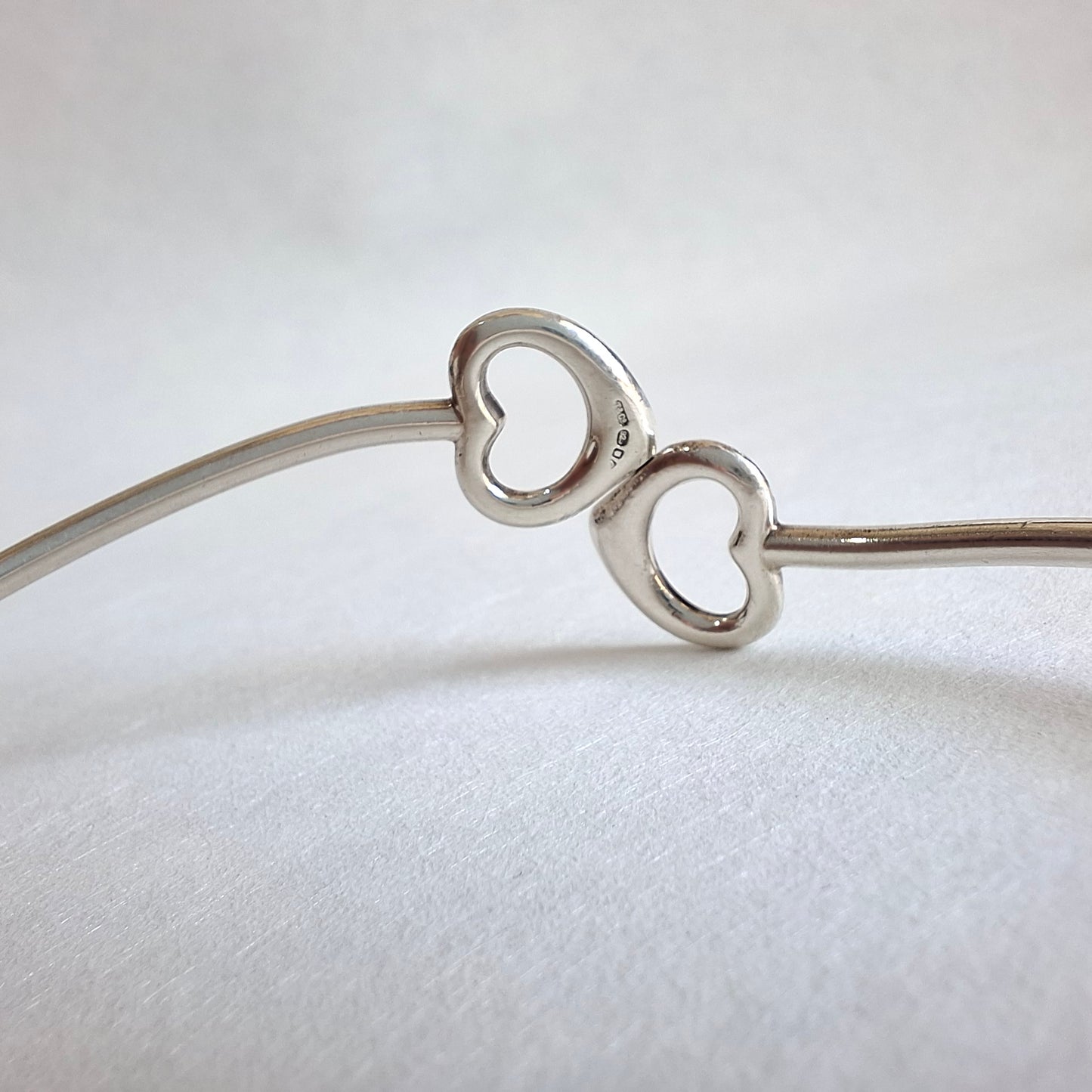 Vintage Elsa Peretti Double Open Heart Bangle Bracelet in Hallmarked 925 Sterling Silver