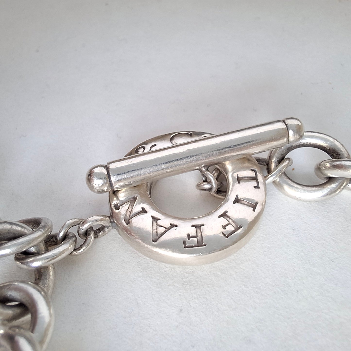 Vintage Tiffany & Co Heart Charm Toggle Bracelet in 925 Sterling Silver