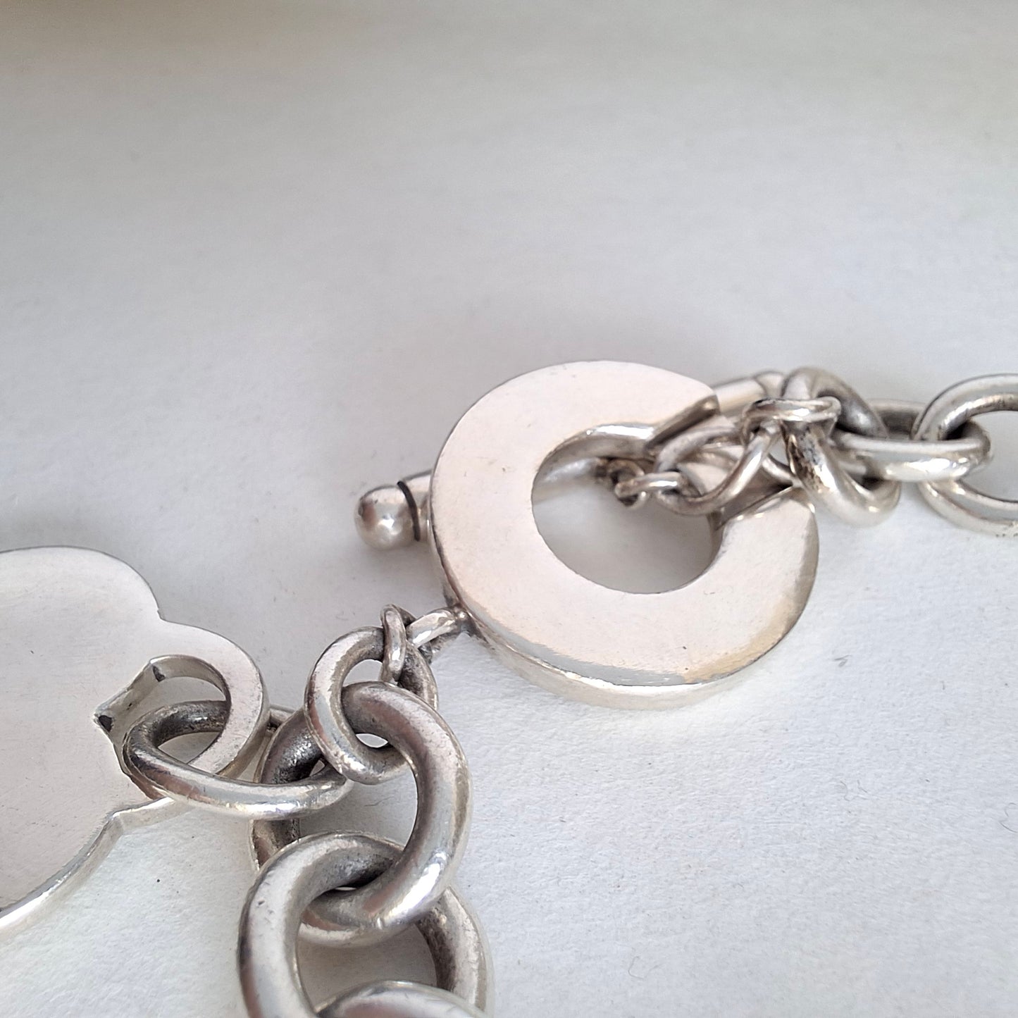 Vintage Tiffany & Co Heart Charm Toggle Bracelet in 925 Sterling Silver