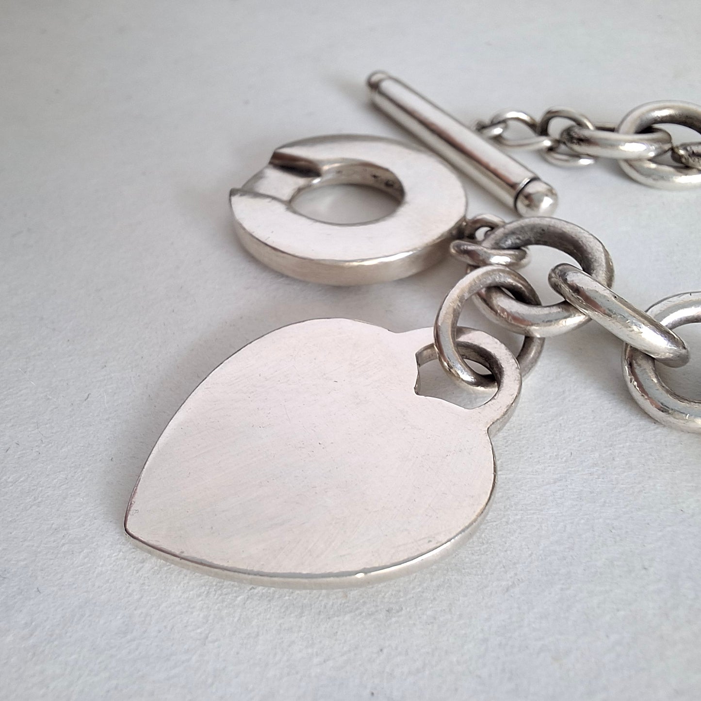 Vintage Tiffany & Co Heart Charm Toggle Bracelet in 925 Sterling Silver