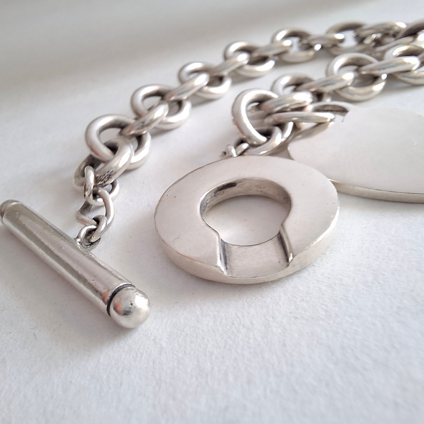 Vintage Tiffany & Co Heart Charm Toggle Bracelet in 925 Sterling Silver