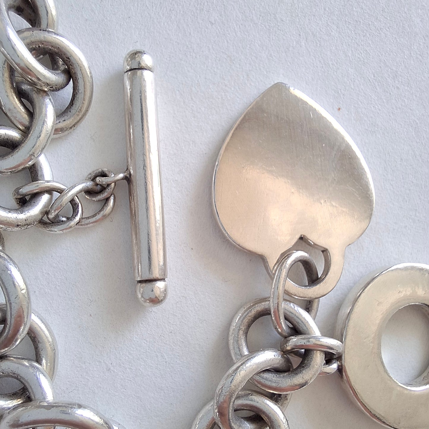 Vintage Tiffany & Co Heart Charm Toggle Bracelet in 925 Sterling Silver