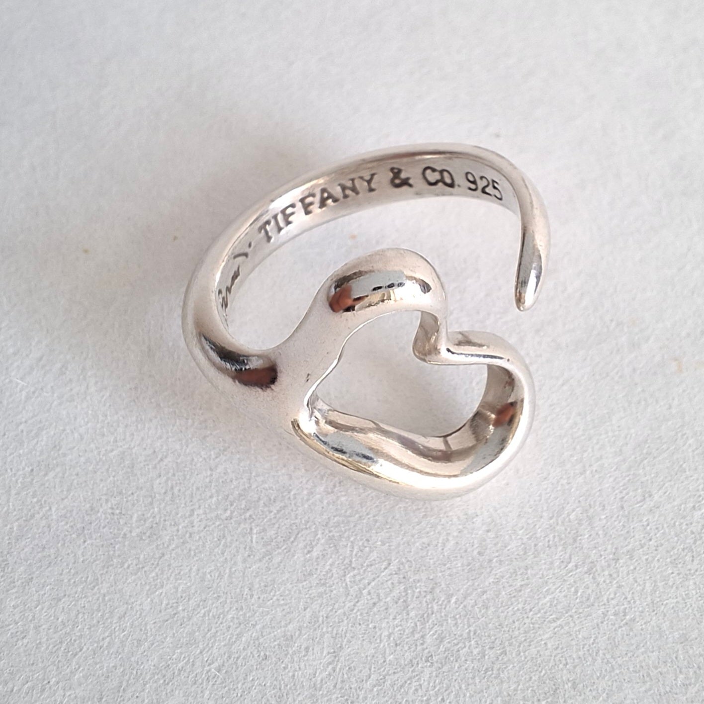 Vintage Tiffany & Co Elsa Peretti Design Open Heart Ring in 925 Sterling Silver