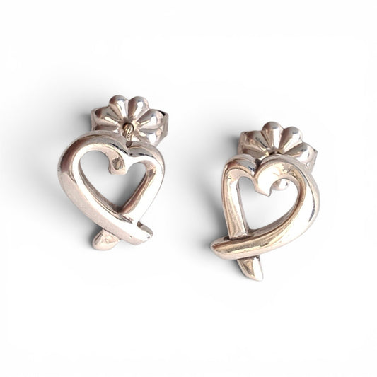 Tiffany & Co Paloma Picasso Loving Heart Earrings in 925 Sterling Silver