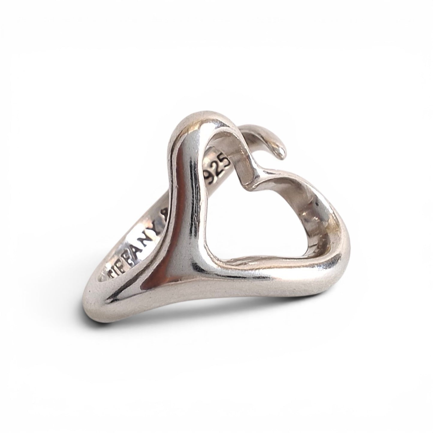 Vintage Tiffany & Co Elsa Peretti Design Open Heart Ring in 925 Sterling Silver