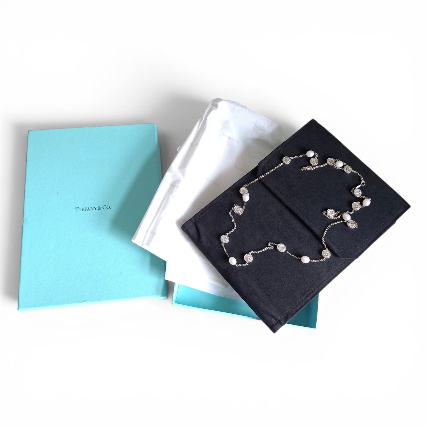 Tiffany & Co Pearl and Silver Necklace in Hallmarked Sterling Silver