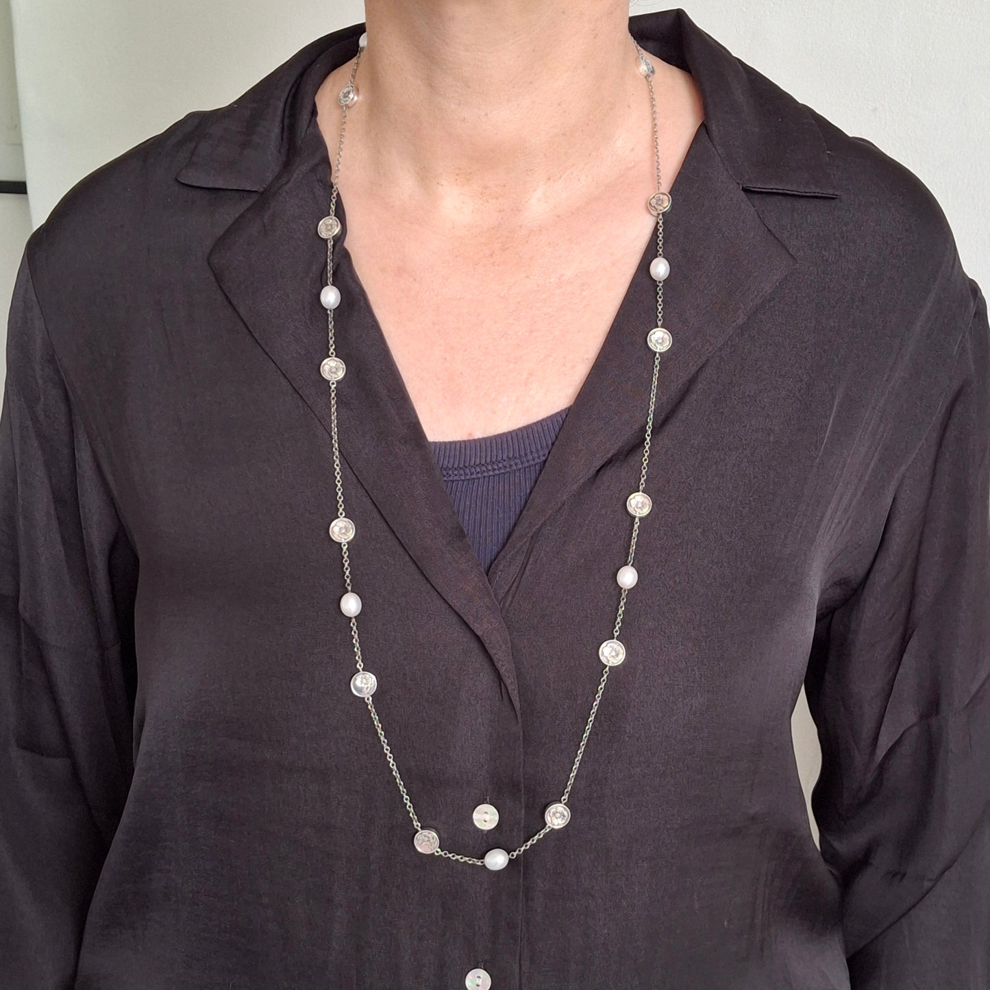 Tiffany & Co Pearl and Silver Necklace in Hallmarked Sterling Silver